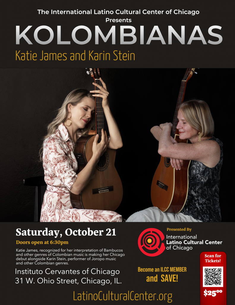 Kolombianas, playing at the Instituto Cervantes. Event produced by ILCC of Chicago. October 21.