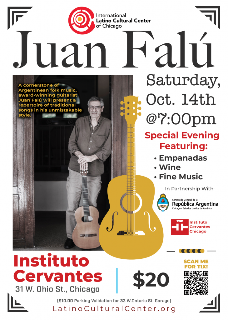 Juan Falú in concert at the Instituto Cervantes of Chicago on the 14th of October, 2023. Sponsored by Argentine Consulate and produced by the International Latino Cultural Center at the Instituto Cervantes of Chicago.