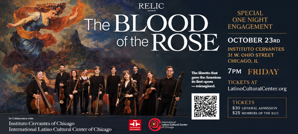 Relic will performa the Blood of the Rose at Instituto Cervantes on October 23rd, 2026 @ 7pm. Tickets now on sale at LatinoCulturalCenter.org